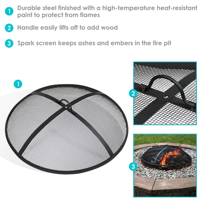 4.5" H x 24" W x 24" D Mililani Heavy Duty Round Fire Pit Spark Screen