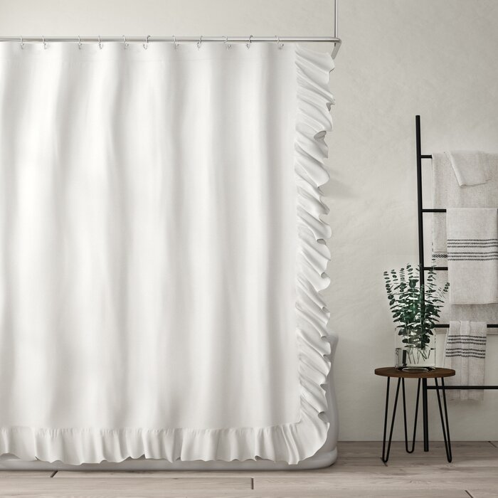 White Minden Solid Single Shower Curtain QL323