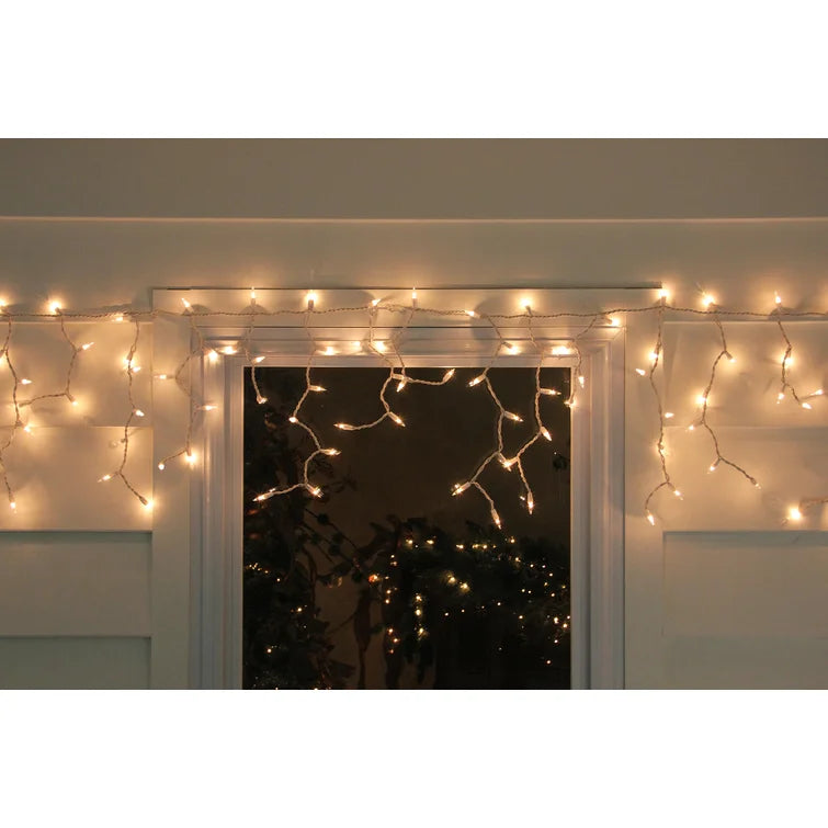 1"H x 1" W x 10.8" D Clear Mini Window Curtain Icicle Lights, (Set of 2)