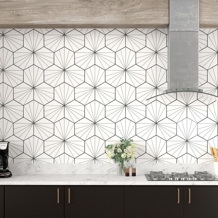 6 BOXES - Misha 9" x 10" Porcelain Patterned Wall & Floor Tile - 67.14 Square Feet **10 Additional Pieces (26.8 square feet) Included** (#K6714 - 6 BOXES)