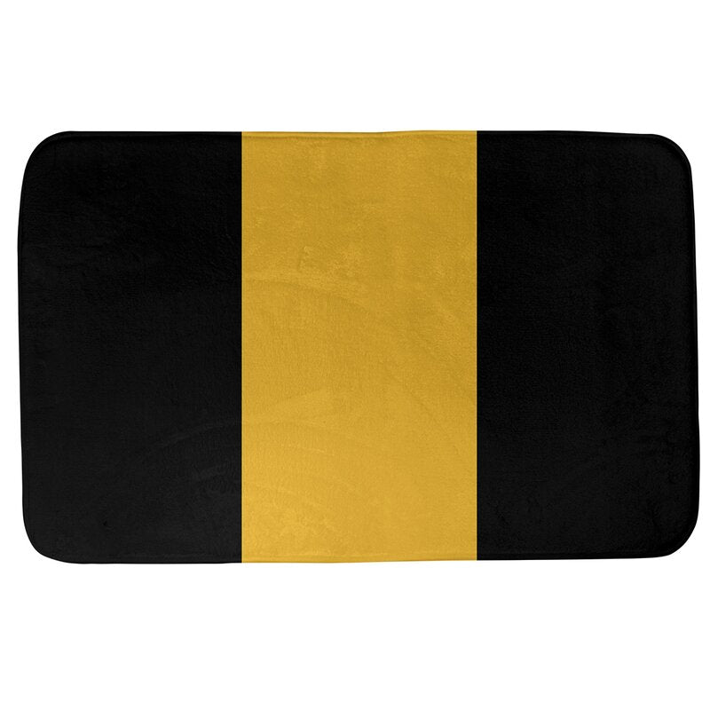 Black/Gold Middle Missouri Stripes Rectangle Foam Microfiber Non-Slip Bath Rug, LC154