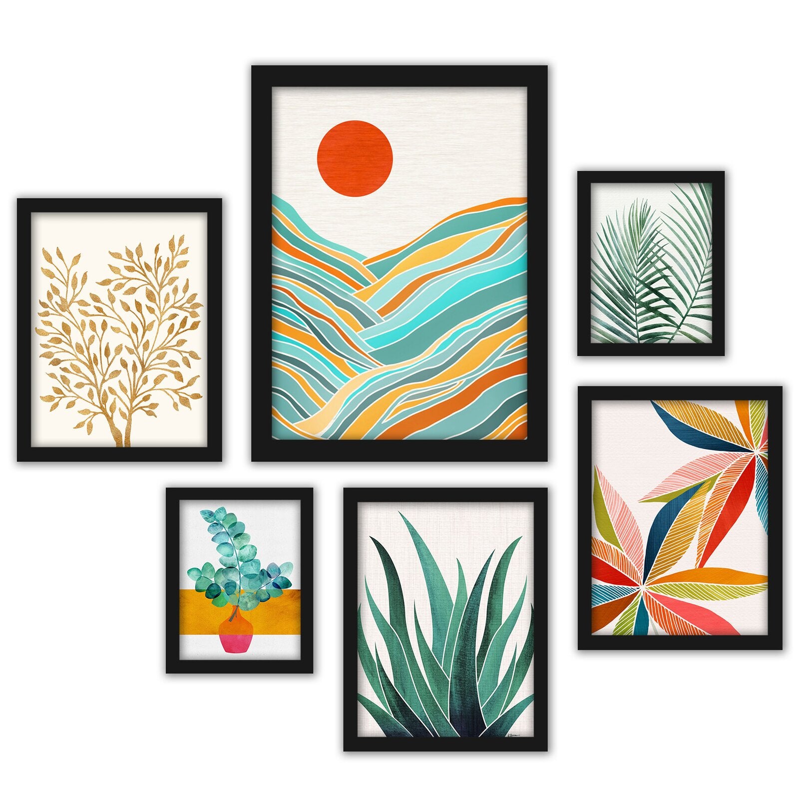 Modern Tropical - 6 Piece Picture Frame Graphic Art Print Set