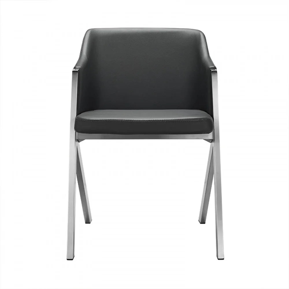 Dark Grey Leatherette Dining Chair (Set of 2)