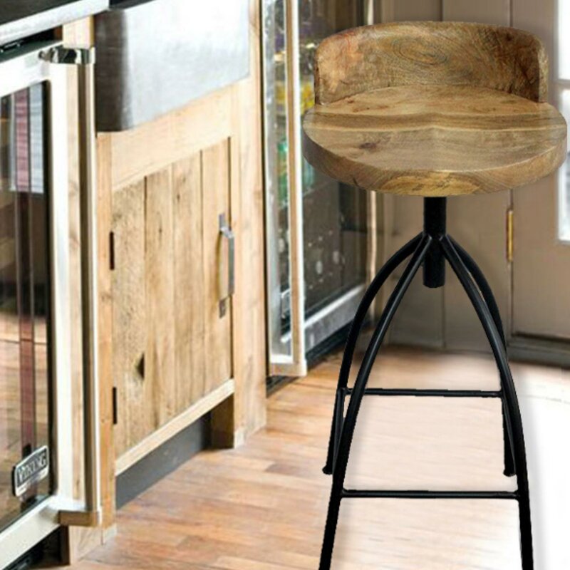 Molinaro Swivel Solid Wood Adjustable Height Bar Stool 7191