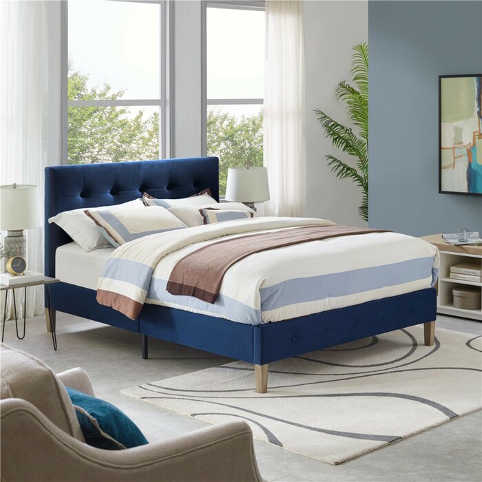 Monona Upholstered Platform Bed, Antonia Sapphire - King (#K1148)