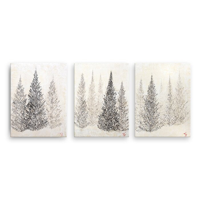 16" H x 36" W x 1.5” D Monoscape XXVIII by Karen Biery - 3 Piece Wrapped Canvas Painting