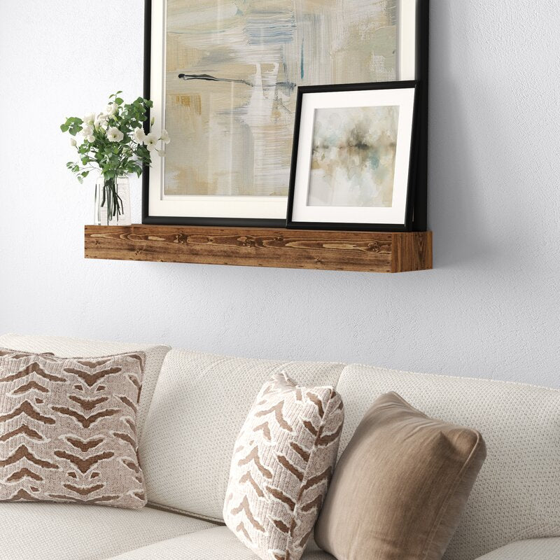 4" H x 36" W x 8" D Dark Walnut Montserrat Pine Solid Wood Floating Shelf CL505