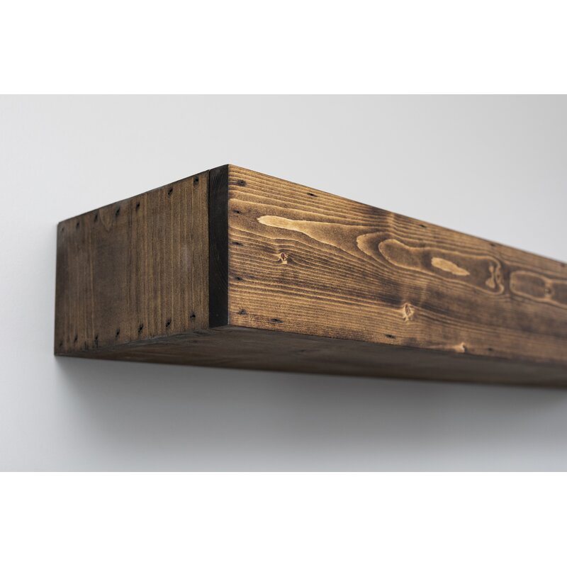 4" H x 36" W x 8" D Dark Walnut Montserrat Pine Solid Wood Floating Shelf CL505