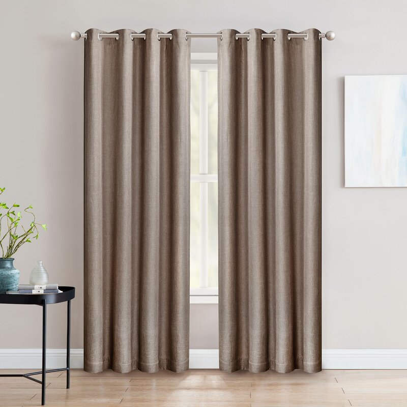 Morant Weave Solid Blackout Thermal Grommet Single Curtain Panel #HA6