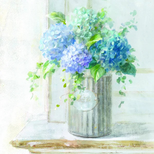 36" H x 36" W x 1.25" D Morning Hydrangeas I by Danhui Nai - Wrapped Canvas Painting