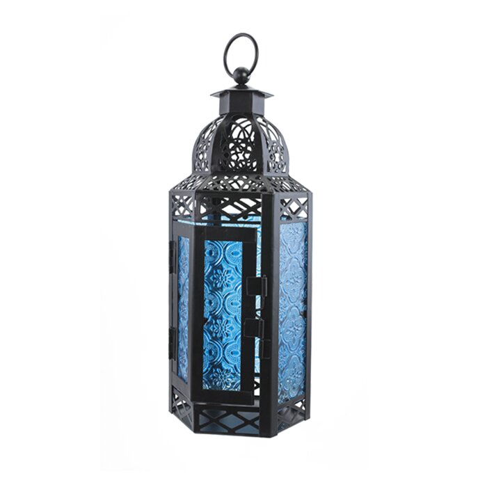 Blue Moroccan Iron Tabletop Lantern