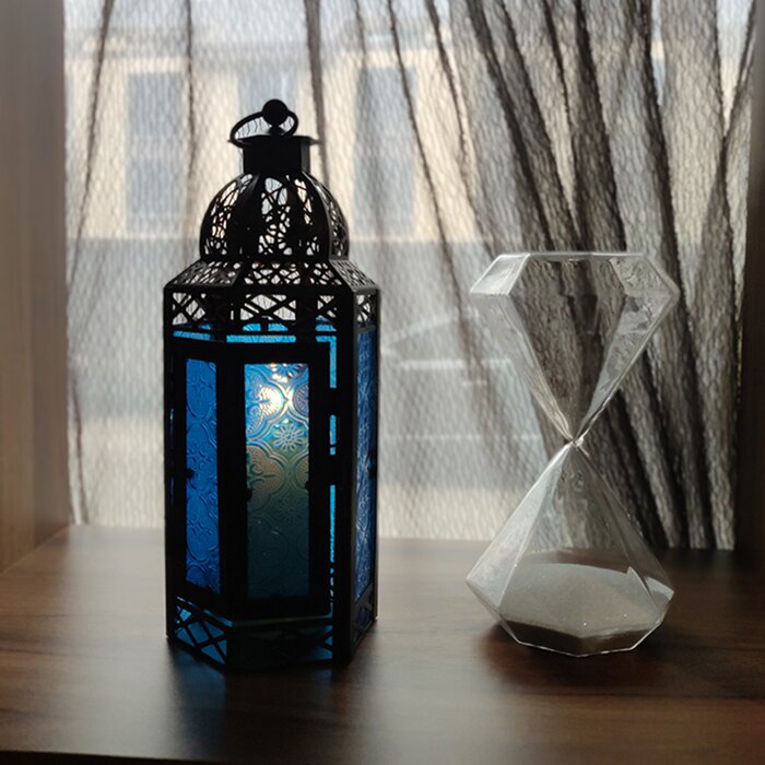 Blue Moroccan Iron Tabletop Lantern