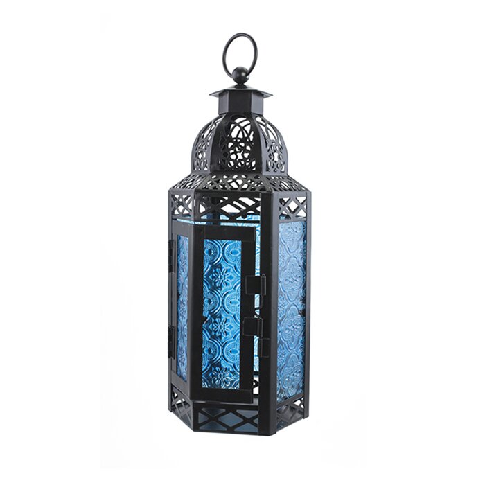 Blue Moroccan Iron Tabletop Lantern
