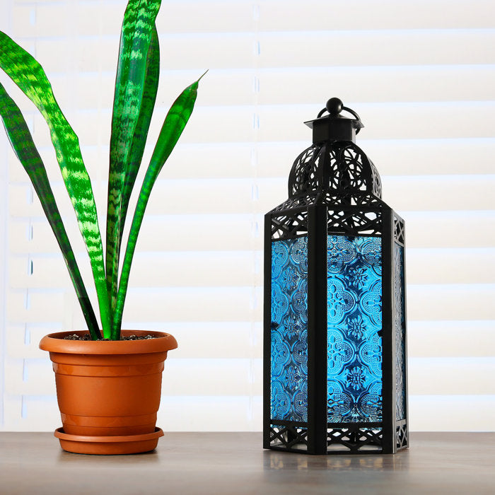 Blue Moroccan Iron Tabletop Lantern