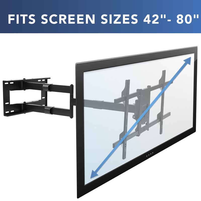 Mount-It Black Wall Mount for Screens Holds up to 110 Lb. lbs