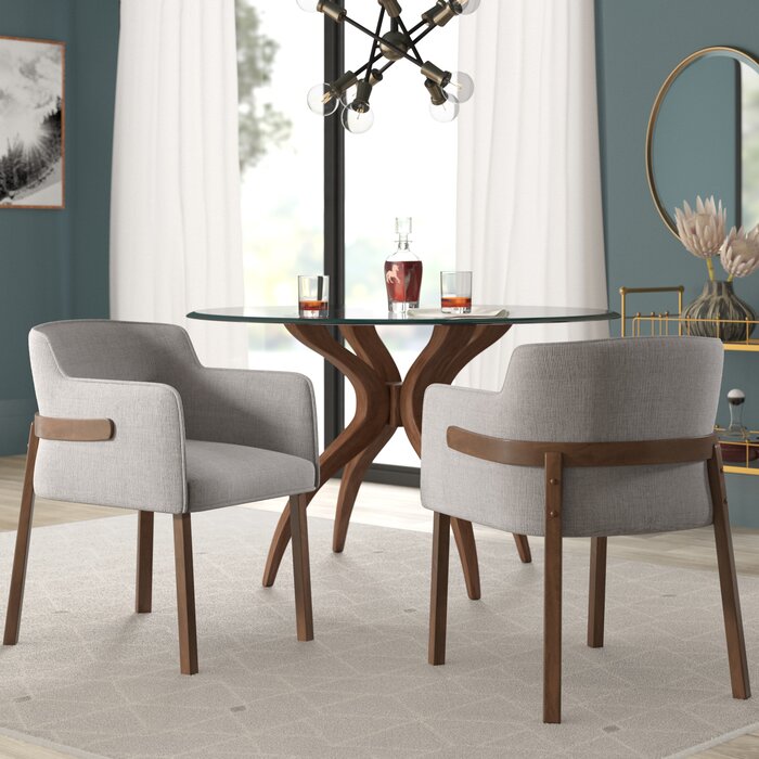 Mukai upholstered arm chair in gray (set of 2) EJ322 – Salvage