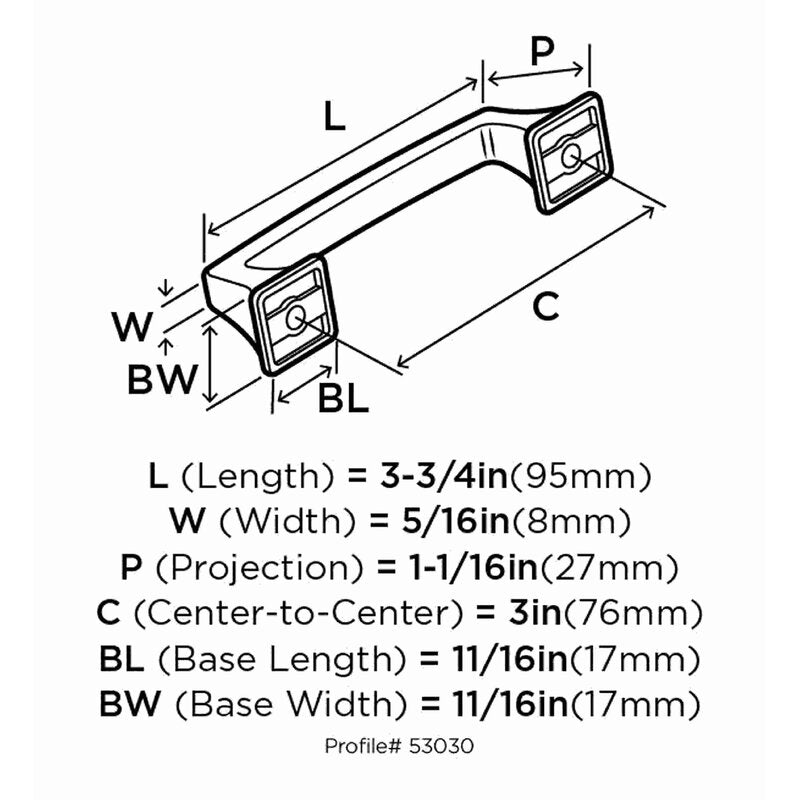 Mulholland 3" Center to Center Bar Pull (Set of 12) B84-VS261