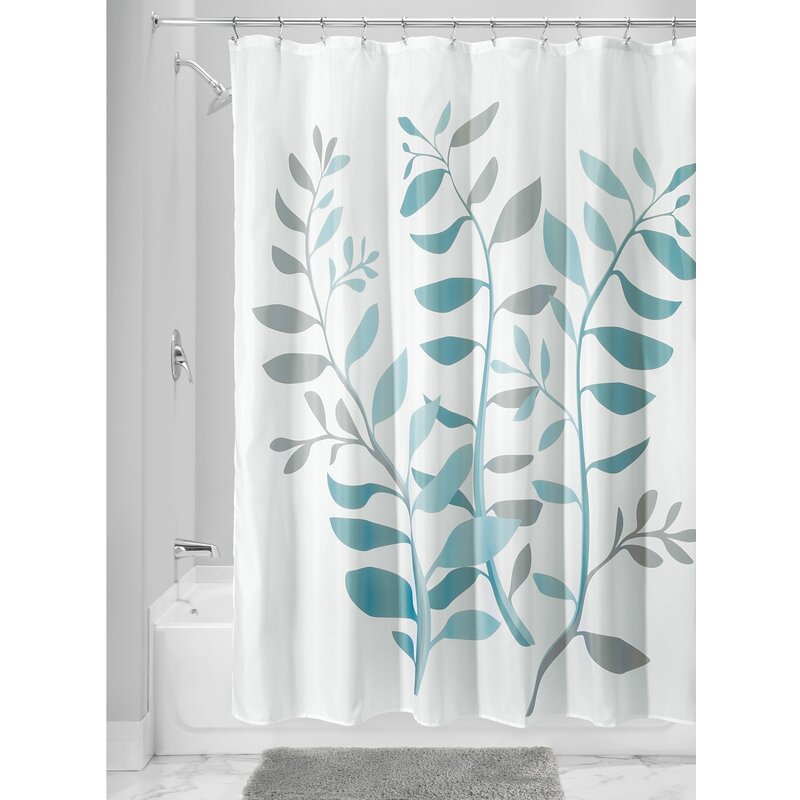 Gray/Blue Munsch Floral Single Shower Curtain #CR1225