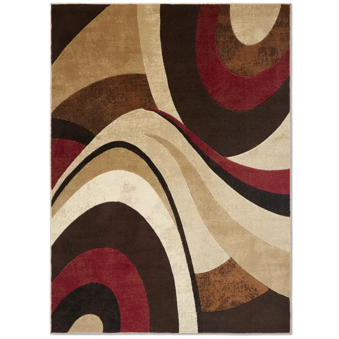 Nadell Abstract Area Rug in Brown/Beige, Rectangle 1'6.9" x 2'8"