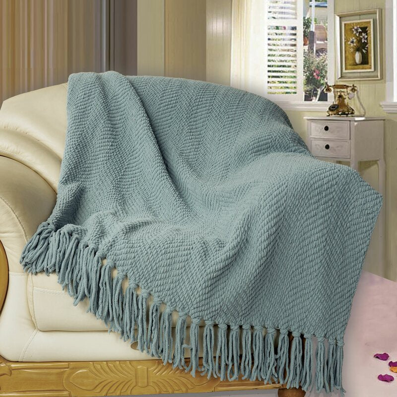 60" x 80" Silver Blue Nader Tweed Throw B62-VS122