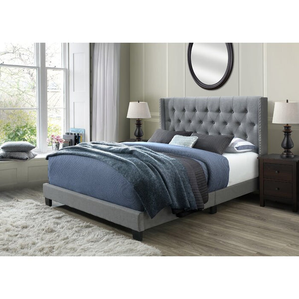Gray Nadine Queen Tufted Upholstered Low Profile Standard Bed