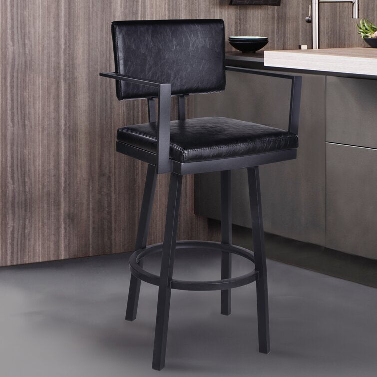 Black Nakagawa Bar & Counter Swivel Stool MG284