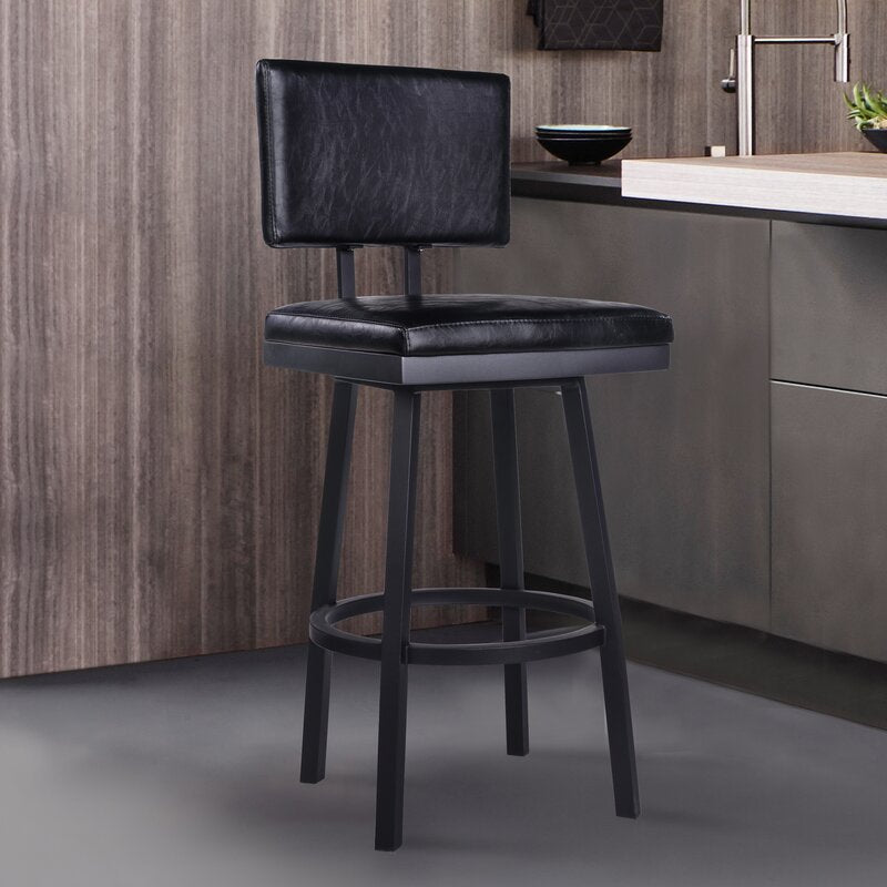 Black Nakagawa Counter Swivel Stool