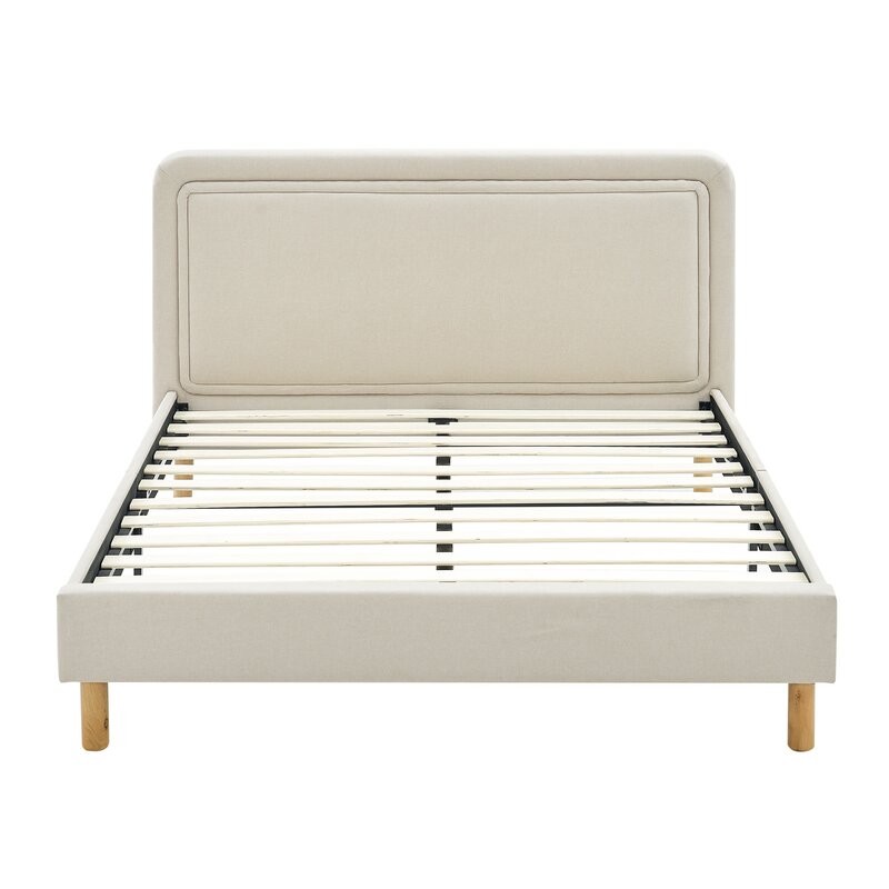Beige Nassau Queen Upholstered Low Profile Platform Bed KB832