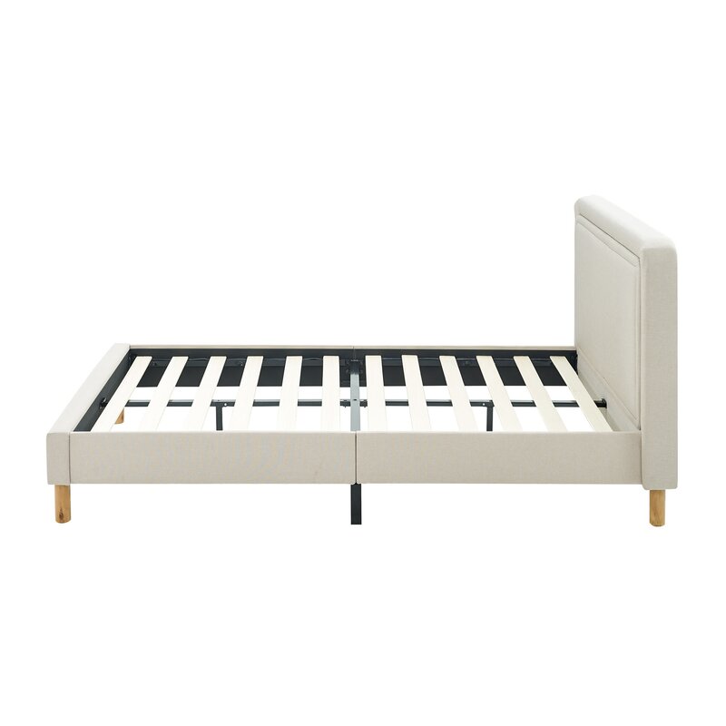 Beige Nassau Queen Upholstered Low Profile Platform Bed KB832