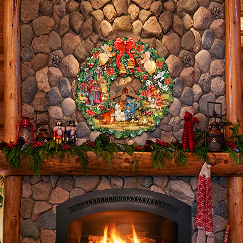 Nativity Wreath Door Hanger 24"x18"x.5"
