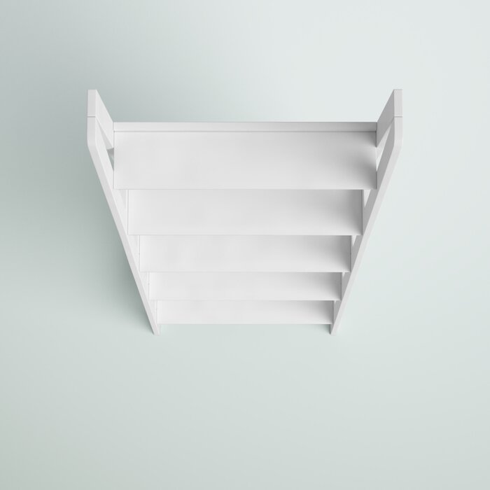 White Natrona Solid Wood Ladder Bookcase