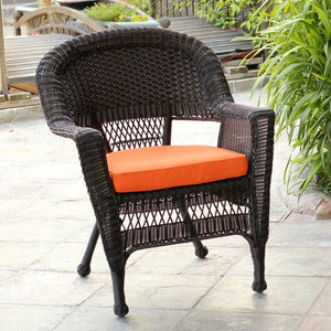 Set of 2 - Navneet Lounge Patio Chairs with Cushions, Espresso/Orange (#932)