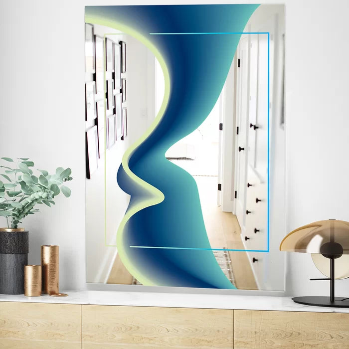 39.4" H x 29.5" W Nebulous Waves 8 Mid-Century Frameless Wall Mirror