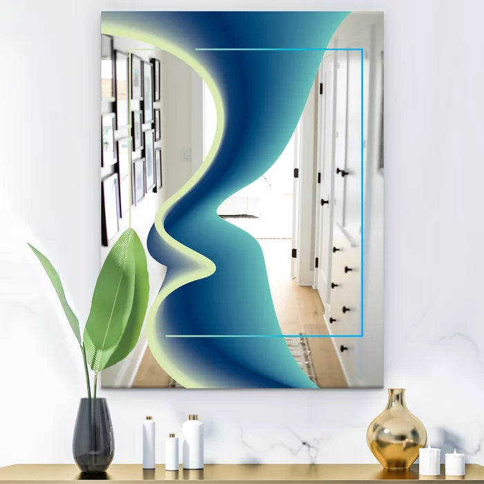 39.4" H x 29.5" W Nebulous Waves 8 Mid-Century Frameless Wall Mirror