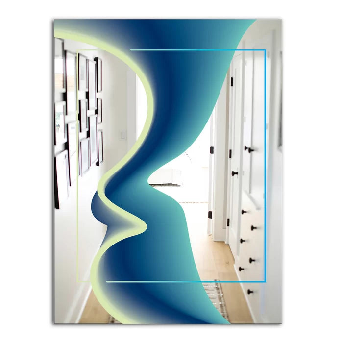 39.4" H x 29.5" W Nebulous Waves 8 Mid-Century Frameless Wall Mirror
