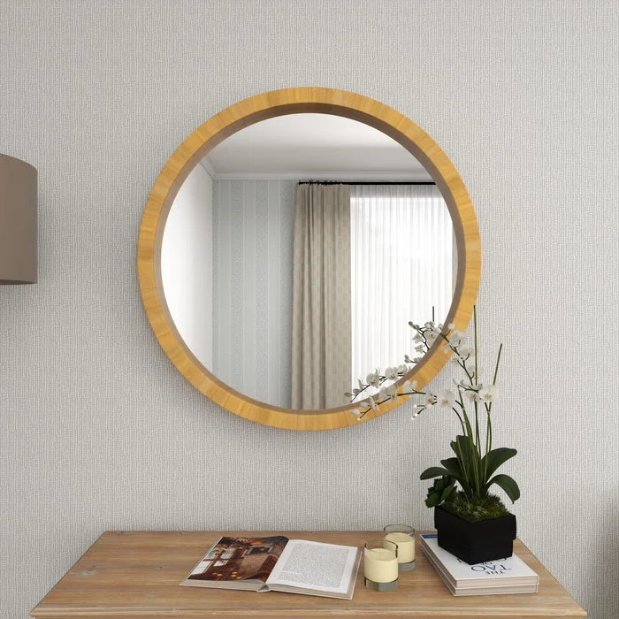 32" x 32" Neva Round Wood Wall Mirror