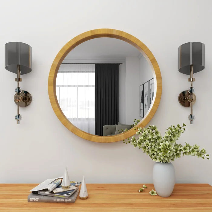 32" x 32" Neva Round Wood Wall Mirror