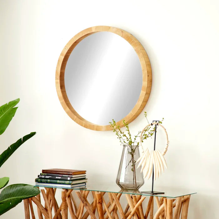 32" x 32" Neva Round Wood Wall Mirror