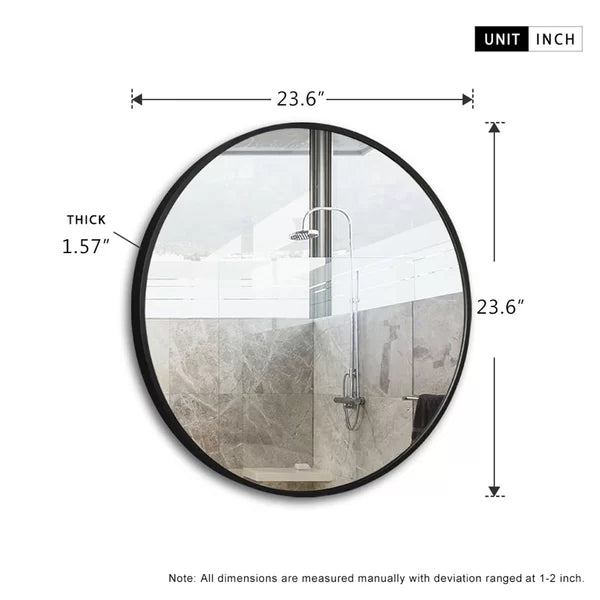 23.62" x 23.62" Black New Milford Bathroom / Vanity Mirror