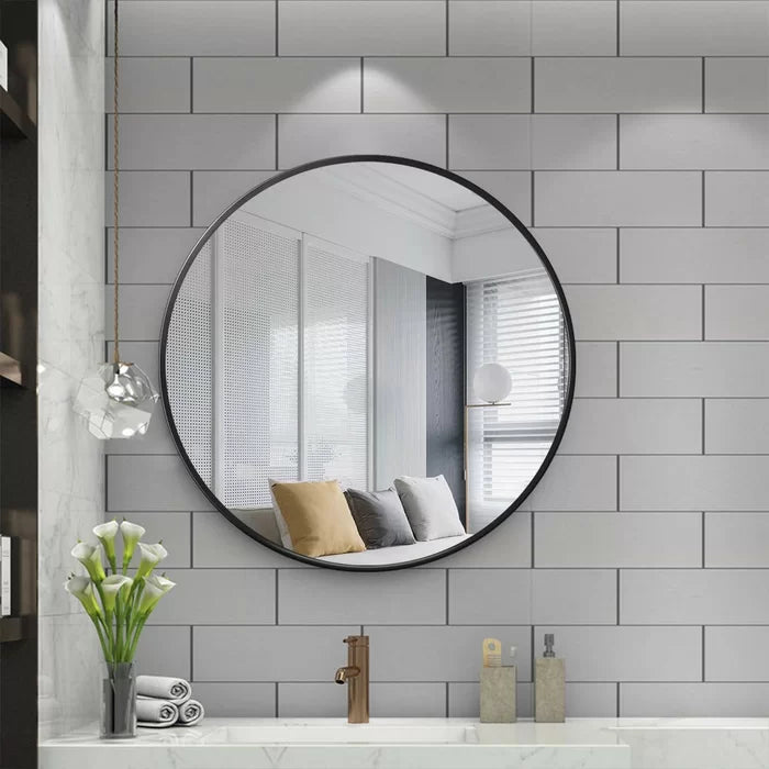 23.62" x 23.62" New Milford Round Metal Wall Mirror