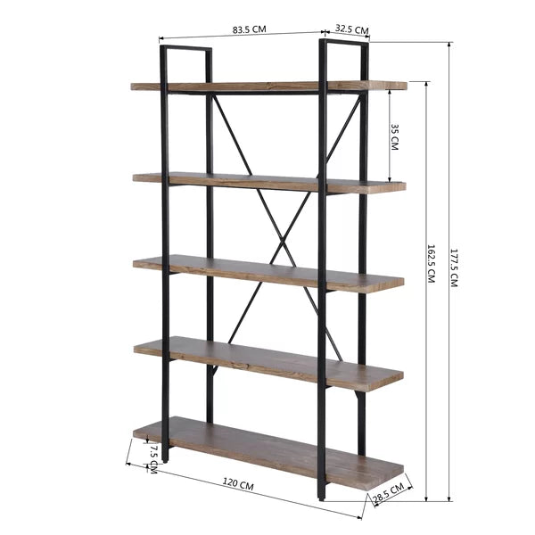 (5 Shelves) 69.9" H x 47.2" W x 12.8" D Newsoms Steel Bookcase