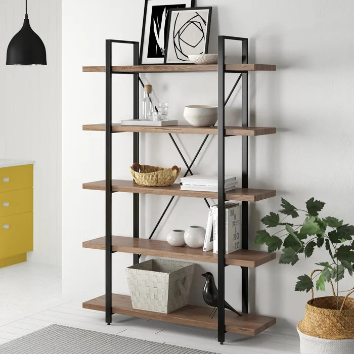 (5 Shelves) 69.9" H x 47.2" W x 12.8" D Newsoms Steel Etagere Bookcase