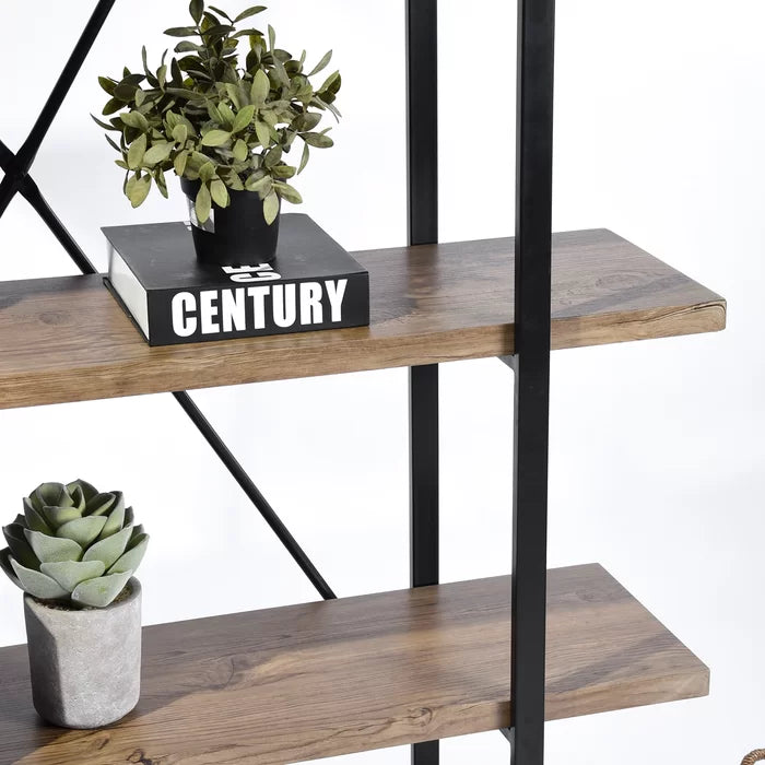 (5 Shelves) 69.9" H x 47.2" W x 12.8" D Newsoms Steel Etagere Bookcase