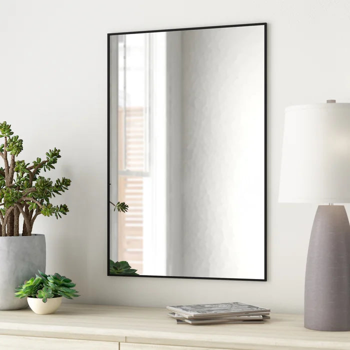36" x 24" Black Newtown Rectangle Metal Mirror