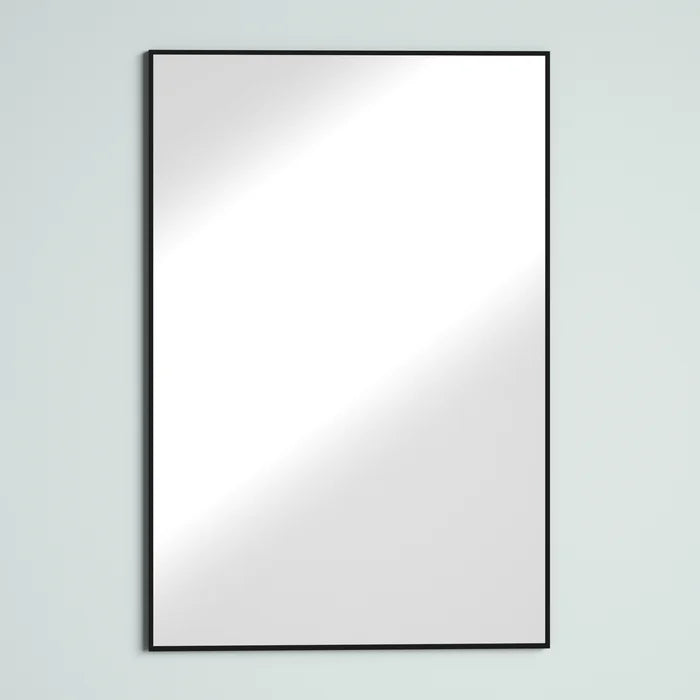 36" x 24" Black Newtown Rectangle Metal Mirror