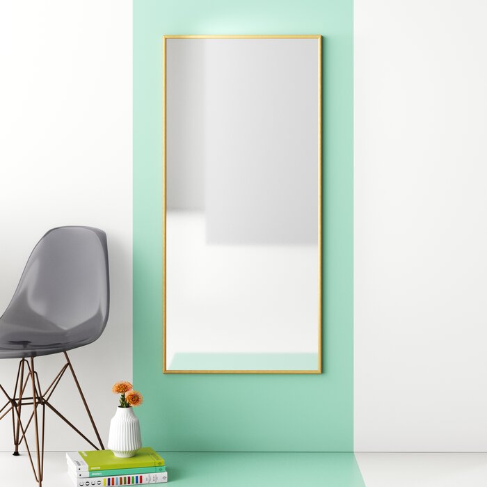 47" x 22" Gold Newtown Rectangle Metal Mirror