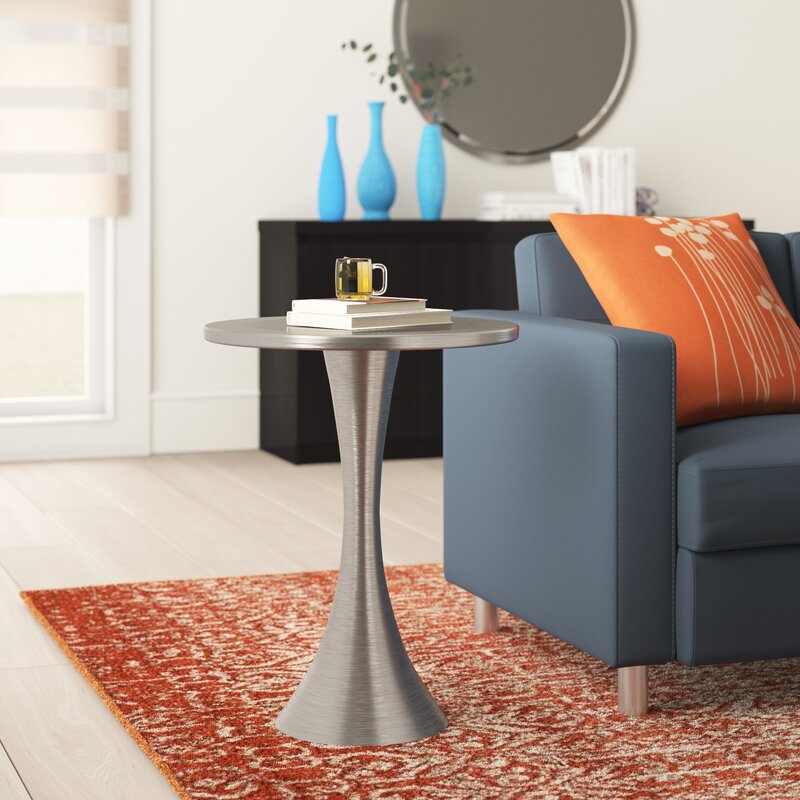 Brushed nickel Nixa 24'' Tall Pedestal End Table Salvage & Co Indy