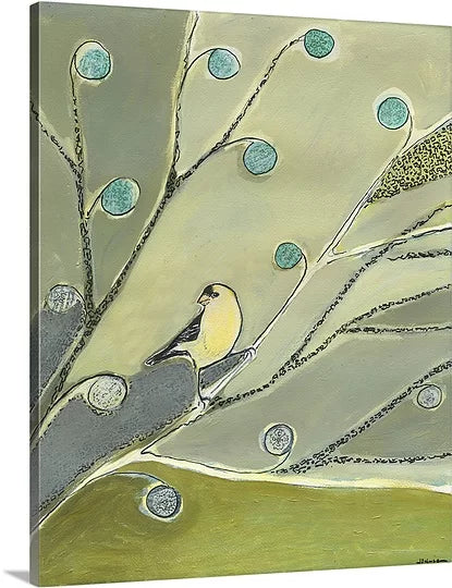 Noleen The Goldfinch Waits by Jennifer Lommers - Wrapped Canvas Print, 20" H x 16" W x 1.25" D