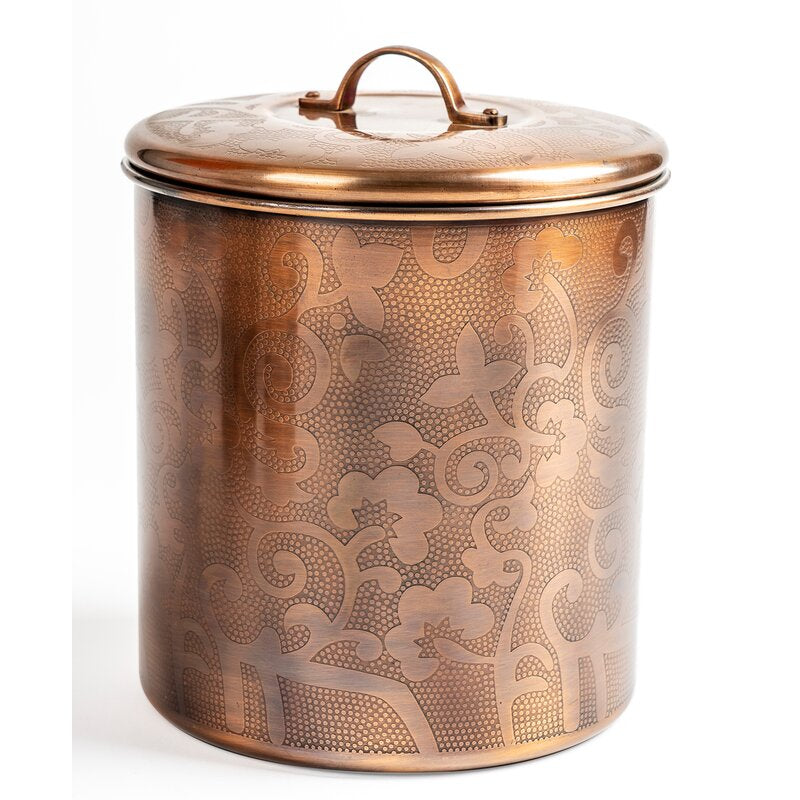 7.5" H x 5.75" W x 5.75" D Nusteel Etched Antique Copper 1 Qt Stainless Steel Canister, Beautiful Food Storage Container For Kitchen Counter, Tea, Sugar, Coffee, Caddy, Flour Canister With Rubber Seal Lid,3F8186BB6A85496D994047891C168AF6 CL856