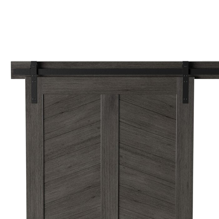 Weathered Grey Nyriah Chevron Sliding Standard Single Track Barn Door Hardware Kit
